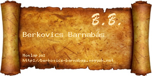 Berkovics Barnabás névjegykártya