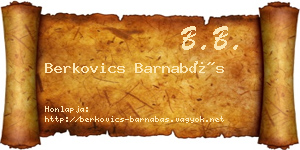 Berkovics Barnabás névjegykártya